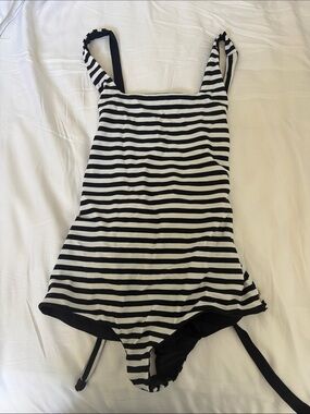 Women’s Black & White Striped One-Piece Swimsuit